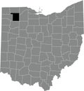 Location map of the Henry County of Ohio, USA