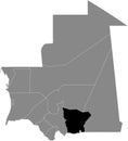 Location map of the Hodh El Gharbi region of Mauritania