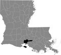 Location map of the Iberia Parish of Louisiana, USA