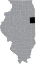 Location map of the Iroquois County of Illinois, USA