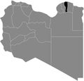 Location map of the Jabal al Akhdar district of Libya
