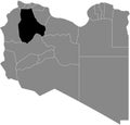 Location map of the Jabal al Gharbi district of Libya