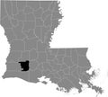 Location map of the Jefferson Davis Parish of Louisiana, USA