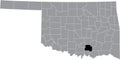 Location map of the Johnston County of Oklahoma, USA