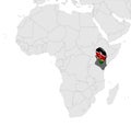 Location Map of Kenya on map Africa. 3d Republic of Kenya flag map marker location pin. High quality map of Kenya.