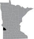 Location map of the Lac qui Parle County of Minnesota, USA Royalty Free Stock Photo