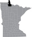 Location map of the Lake of the Woods County of Minnesota, USA