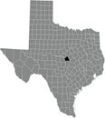 Location map of the Lampasas County of Texas, USA Royalty Free Stock Photo