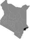 Location map of the Lamu county of Kenya