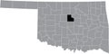 Location map of the Logan County of Oklahoma, USA