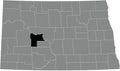 Location map of the Mercer County of North Dakota, USA