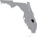 Location map of the Okeechobee county of Florida, USA