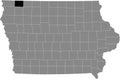 Location map of the Osceola County of Iowa, USA
