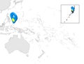 Location Map of  Palau on map Oceania and Australia. 3d Republic of Palau flag map marker location pin. High quality map of Palau Royalty Free Stock Photo