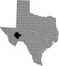 Location map of the Pecos County of Texas, USA