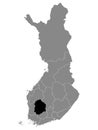 Location Map of Region Pirkanmaa
