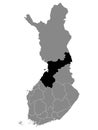 Location Map of Region Pohjois-Pohjanmaa Royalty Free Stock Photo
