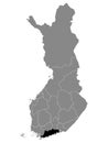 Location Map of Region Uusimaa Royalty Free Stock Photo