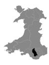 Location Map of Rhondda Cynon Taf County Borough
