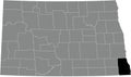 Location map of the Richland County of North Dakota, USA