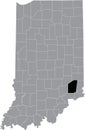 Location map of the Ripley County of Indiana, USA
