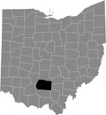 Location map of the Ross County of Ohio, USA