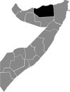 Location map of the Sanaag region of Somalia