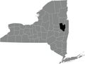 Location map of the Saratoga County of New York, USA