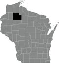 Location map of the Sawyer County of Wisconsin, USA