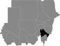 Location map of the Sennar state of Sudan