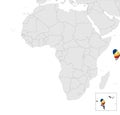 Location Map of Seychelles on map Africa. 3d Republic of Seychelles flag map marker location pin. High quality map Union of the Se