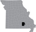 Location map of the Shannon County of Missouri, USA
