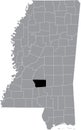 Location map of the Simpson County of Mississippi, USA