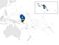 Location Map of Solomon islands on map Oceania and Australia. 3d Solomon islands flag map marker location pin. High quality map of Royalty Free Stock Photo
