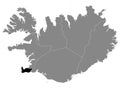 Location Map of Southern Peninsula Reykjanesskagi Region