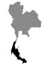 Location Map of Southern Thailand Region