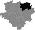 Location map of the Stadtbezirk Scharnhorst district of Dortmund, Germany