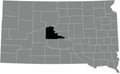 Location map of the Stanley County of South Dakota, USA