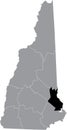 Location map of the Strafford County of New Hampshire, USA Royalty Free Stock Photo