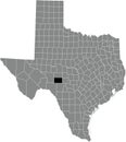 Location map of the Sutton County of Texas, USA