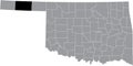 Location map of the Texas County of Oklahoma, USA