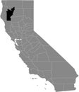 Location map of the Trinity county of California, USA Royalty Free Stock Photo