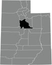 Location map of the Utah County of Utah, USA