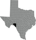 Location map of the Val Verde County of Texas, USA