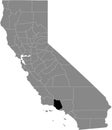 Location map of the Ventura county of California, USA