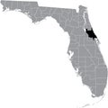 Location map of the Volusia county of Florida, USA