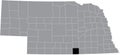 Location map of the Webster County of Nebraska, USA Royalty Free Stock Photo