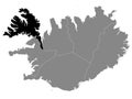 Location Map of West Fjords Westfjords Region
