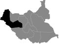 Location map of the Western Bahr el Ghazal state of South Sudan