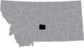 Location map of the Wheatland County of Montana, USA